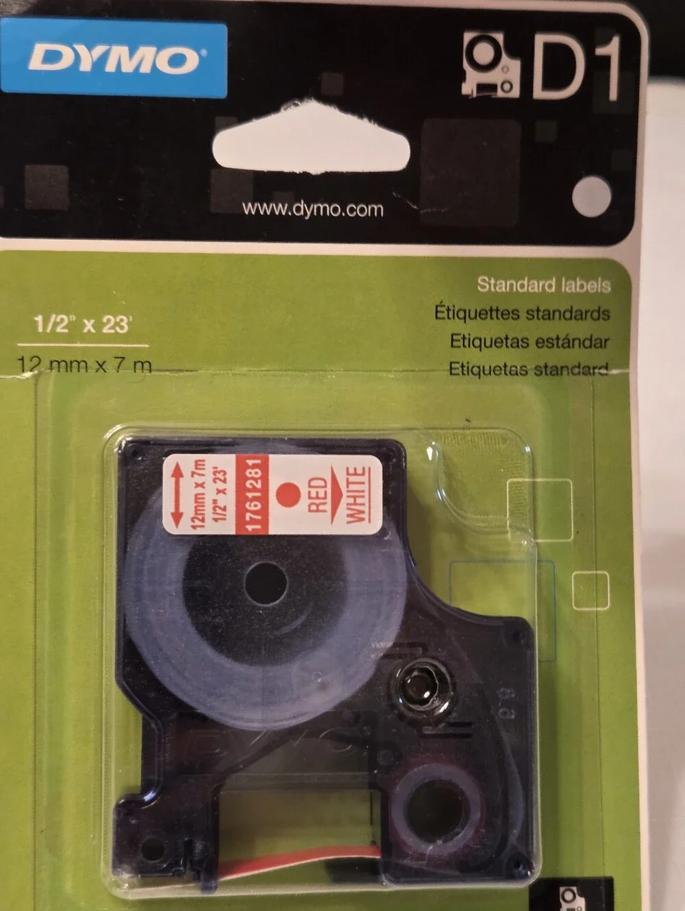 Dymo Labels D1 Two Packs New 1 Red/White & 1 Black/ White